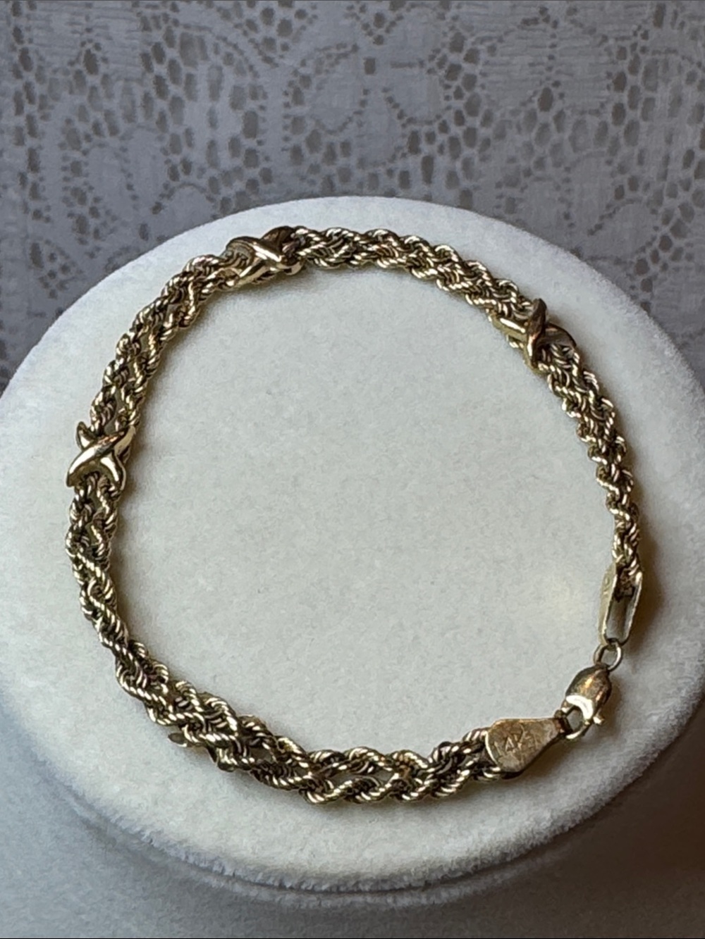 14K Gold Braided Rope Chain Bracelet 3.72 grams